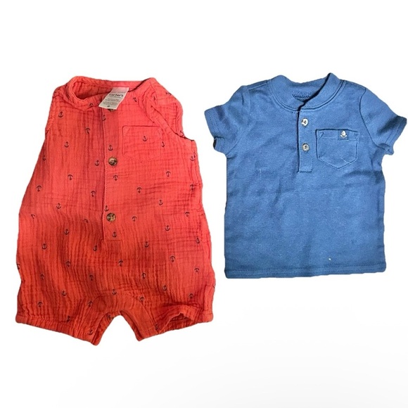 Lot Of 6 Overalls T Shirts Summer Shorts Size Newborn - Picture 2 of 6